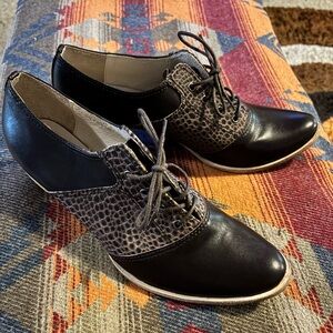 All Black, Italian Leather, Oxford Heels